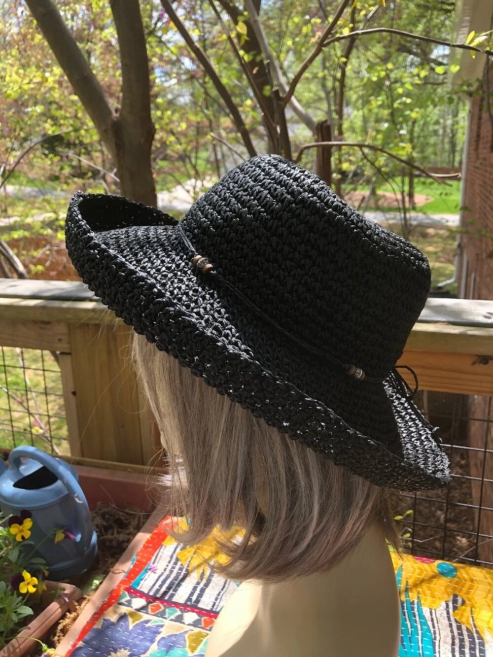 Sun N Sand Women’s Black Sun Hat W/ Beaded Band Adjustable - Picture 11 of 16